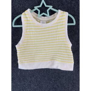 Zara Kids Girl Shirt Cropped Sleveless Stripes Yellow White Size 10